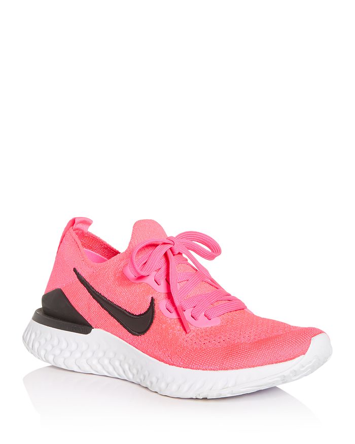 Nike Women's Epic React Flyknit 2 Low-top Sneakers In Pink Black/black