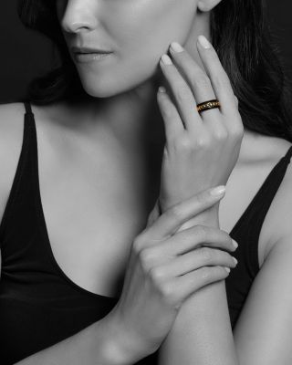 Meridian 18K Yellow Gold & Black Ceramic Caviar Stacking Ring