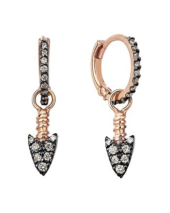 Kismet By Milka 14K Rose Gold Champagne Diamond Arrowhead Hoop Earrings ...