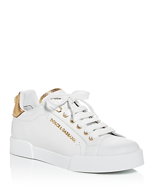 Shop Dolce & Gabbana Women's Low-top Sneakers In White/gold