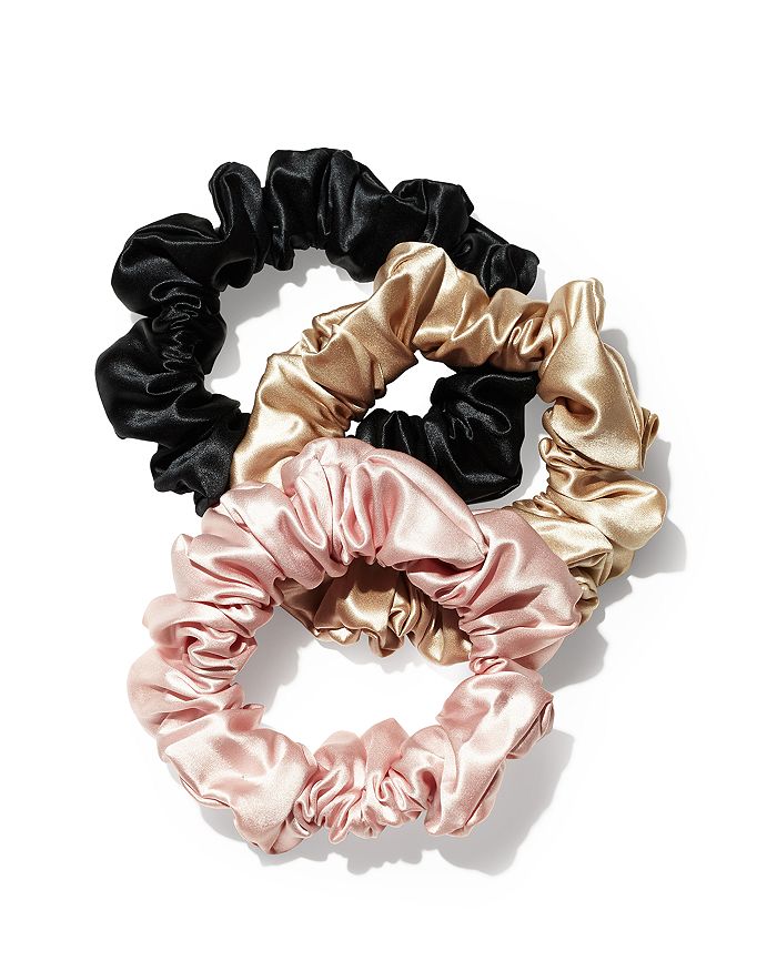 Shop Slip Pure Silk 3-pack Large Scrunchies In Pink, Gold, Black