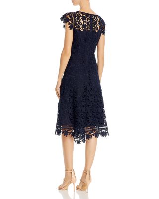 eliza j asymmetrical lace fit & flare dress