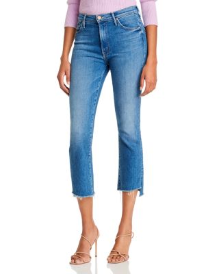 frayed hem cropped jeans