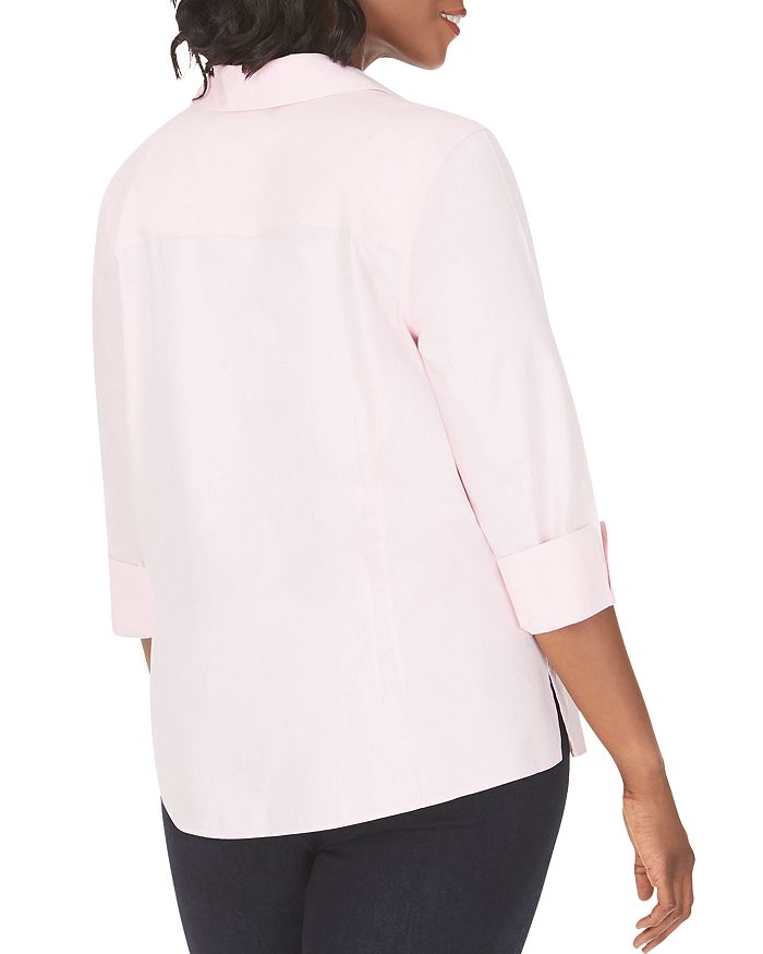 Shop Foxcroft Plus Taylor Blouse In Chambray Pink