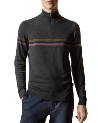 Ted Baker - Chest-Stripe Quarter-Zip Sweater