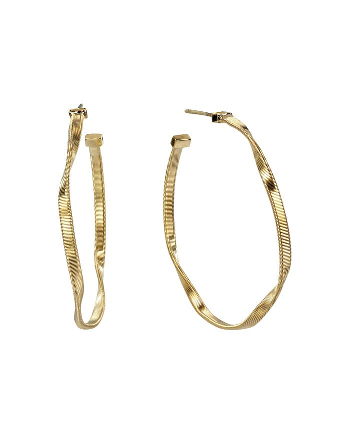 Shop Marco Bicego 18k Yellow Gold Marrakech Twisted Medium Hoop Earrings