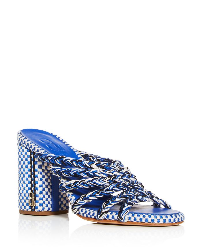 Antolina Women's Woven Block Heel Sandals In Blue/white