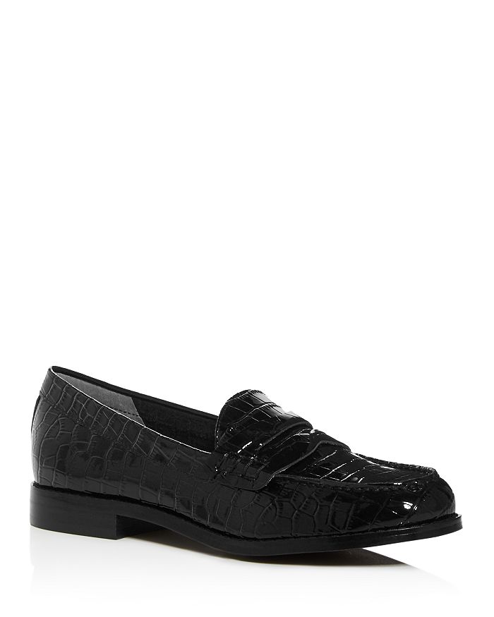 Marc Fisher Ltd Women's Halli Croc-embossed Moc-toe Penny Loafers In Black