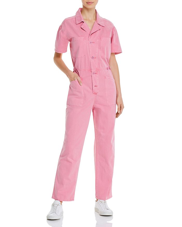 Pistola Campbell Cotton Utility Jumpsuit In Pink