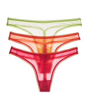 On Gossamer Hip G Thongs, Set Of 3 In Lime Cream/salmon Rose/rosewater