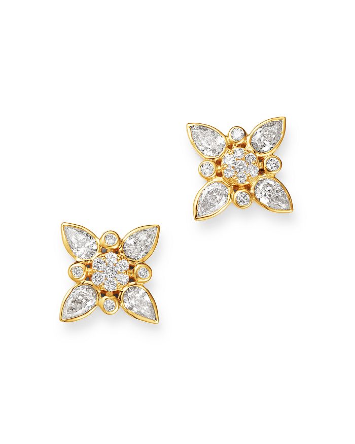 Bloomingdale's Diamond Flower Stud Earrings in 14K Yellow Gold, 1.0 ct ...