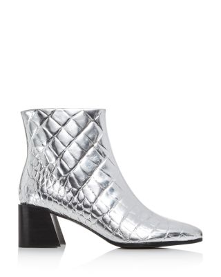 silver bootie heels