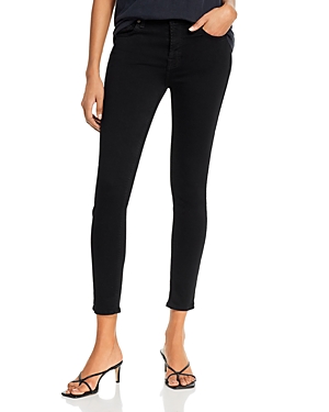 Shop 7 For All Mankind Slim Illusion High Rise Ankle Skinny Jeans In Luxe Black