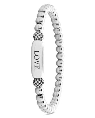 Sterling Silver Signature Caviar Love Station Bracelet