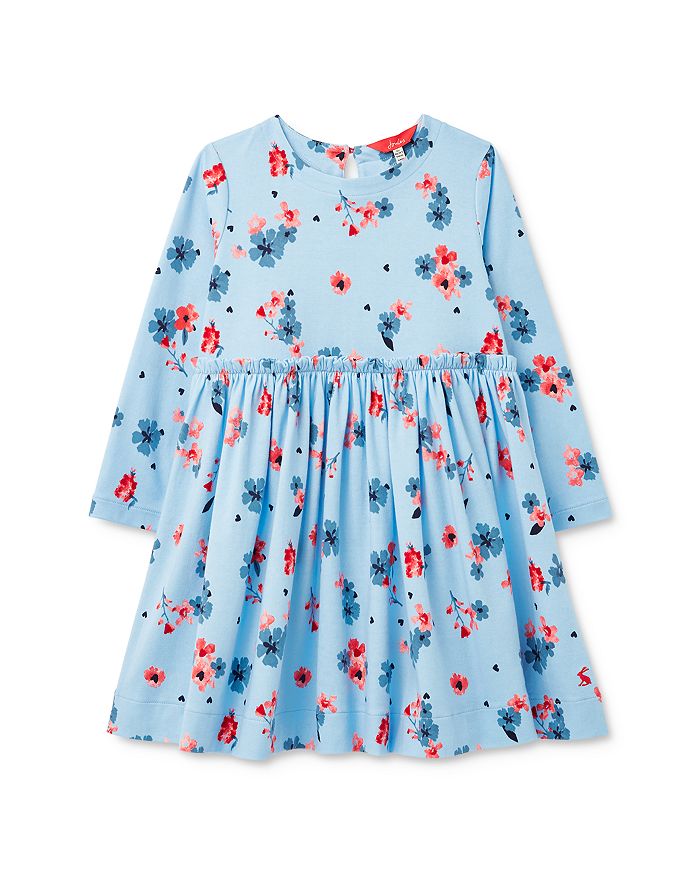 Joules Girls' Floral Print Shift Dress - Little Kid, Big Kid In Blue Posey