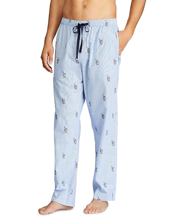 Polo Ralph Lauren Seersucker Pajama Pants In Blue/white Stripe