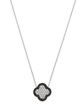 Bloomingdale's - Black & White Diamond Clover Pendant Necklace in 14K White Gold - 100% Exclusive