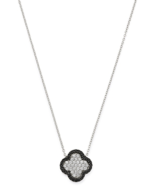 Bloomingdale's Black & White Diamond Clover Pendant Necklace in 14K White Gold - 100% Exclusive