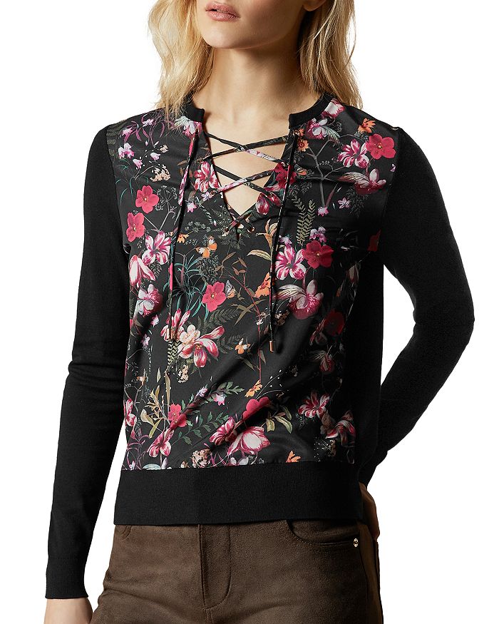 Ted Baker Fern Forest WovenFront Sweater Bloomingdale's