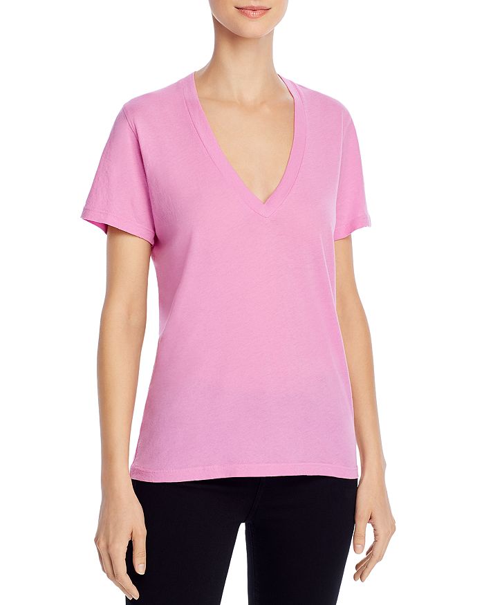 Monrow V-neck T-shirt In Neon Violet