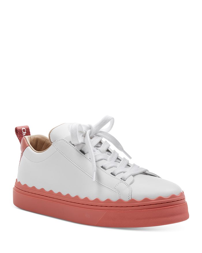 Chloé Lauren Low-top Leather Sneaker In Smoked Coral