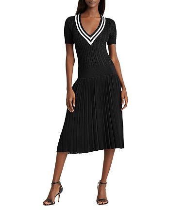 Ralph Lauren Pleated Cable-Knit Dress | Bloomingdale's