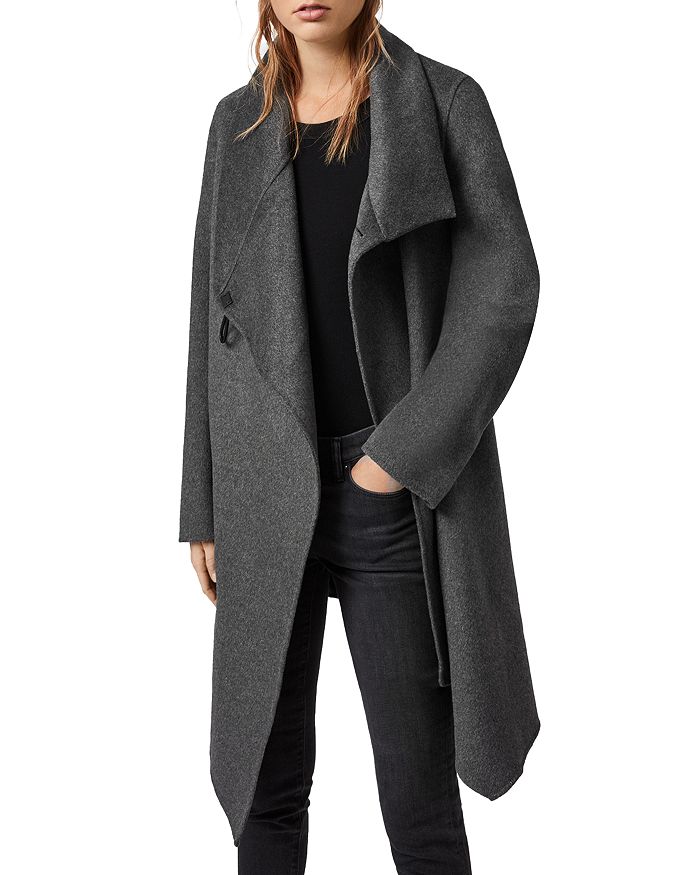 Allsaints Monument Eve Coat In Charcoal Gray