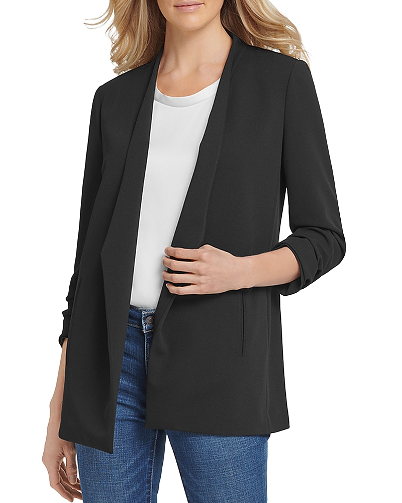 Dkny Open-front Jacket In Black