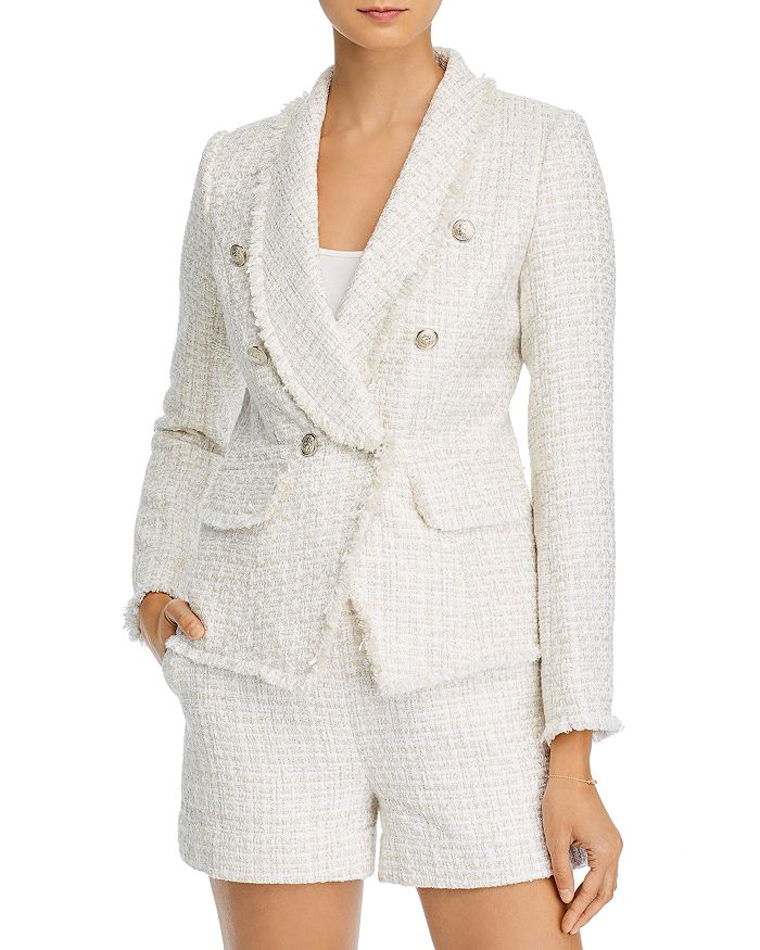 Aqua Tweed Double-breasted Blazer - 100% Exclusive In White Khaki