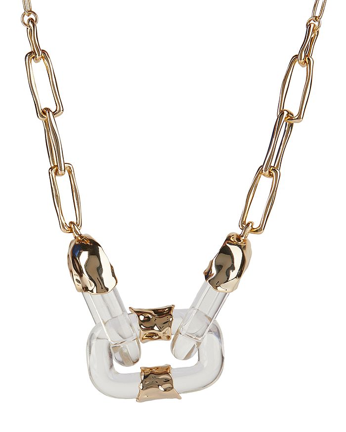 ALEXIS BITTAR LUCITE & CRUMPLED CHAIN LINK STATEMENT NECKLACE, 18,AB0SN009000