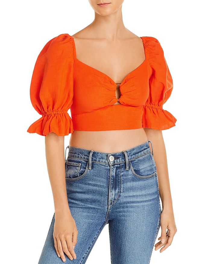 C/MEO COLLECTIVE C/MEO COLLECTIVE EARLY ON PUFFED SLEEVE CROPPED TOP,102001057