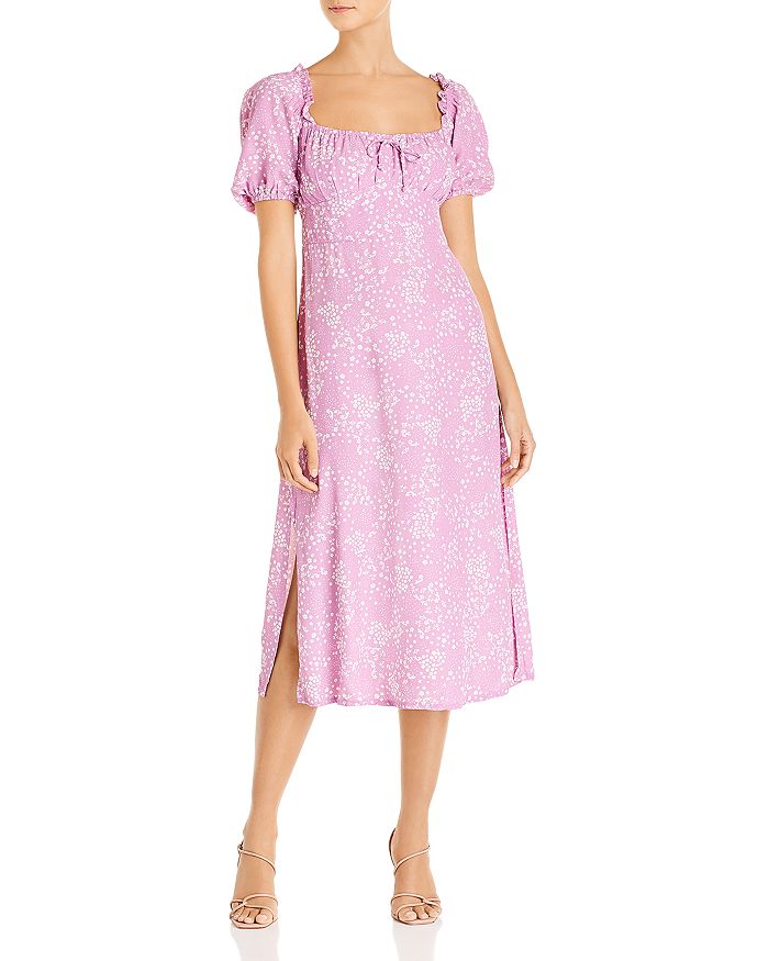 Faithfull The Brand Bette Tie Detail Midi Dress In Stevie Floral Print Lavender