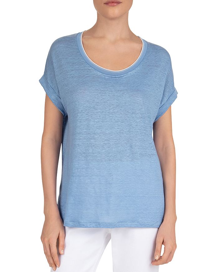 Gerard Darel Linen Jemma T-shirt In Blue