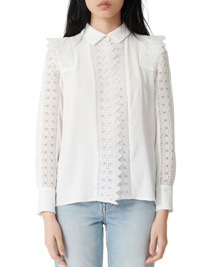 Maje Candi Lace Shirt In White
