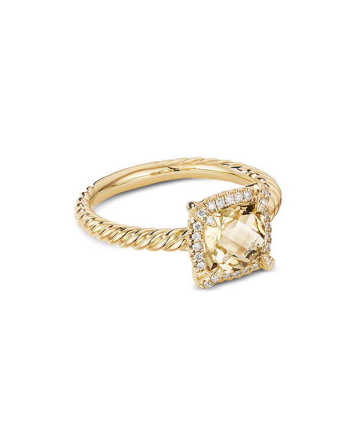 DAVID YURMAN PETITE CHATELAINE PAVE BEZEL RING IN 18K YELLOW GOLD WITH CHAMPAGNE CITRINE,R14202D88ACCDI6