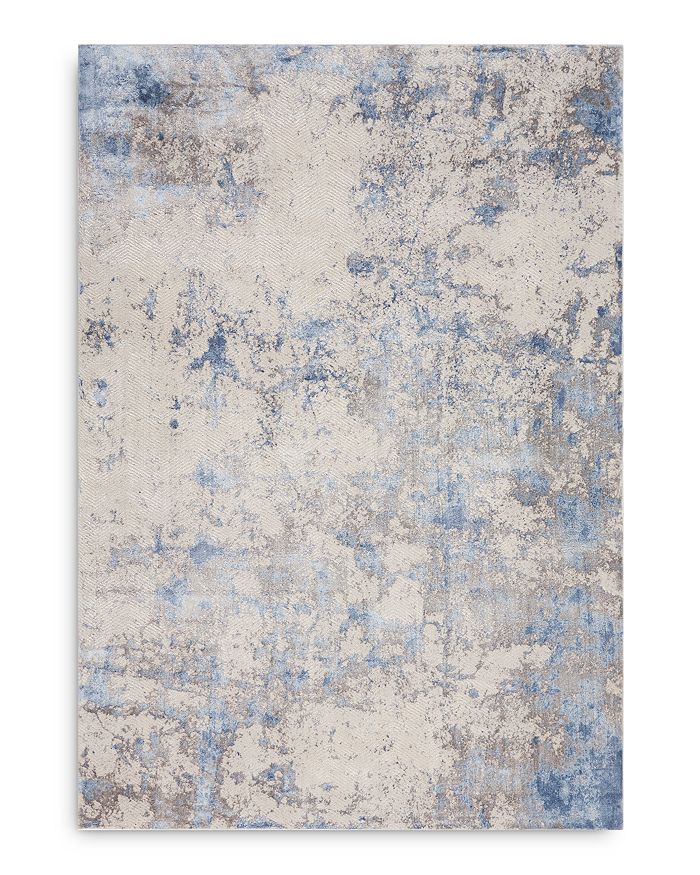 Nourison Silky Textures Sly04 Area Rug, 5'3 X 7'3 In Blue/ivory
