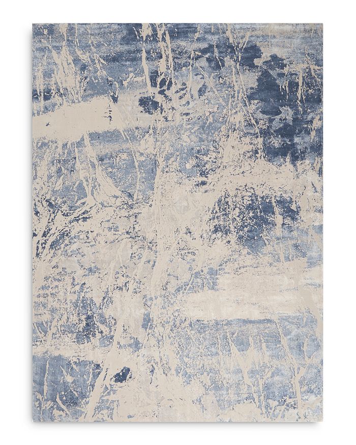 Nourison Silky Textures Sly02 Area Rug, 7'10 X 10'6 In Blue/cream