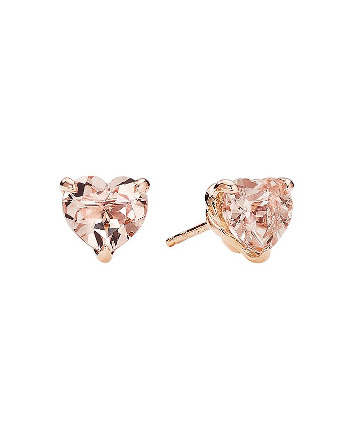Chatelaine® Heart Stud Earrings in 18K Rose Gold with Morganite