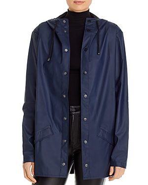 Rains Short Hooded Raincoat In Blue