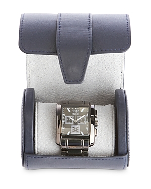 Royce New York Leather Single Watch Travel Roll Case In Navy Blue