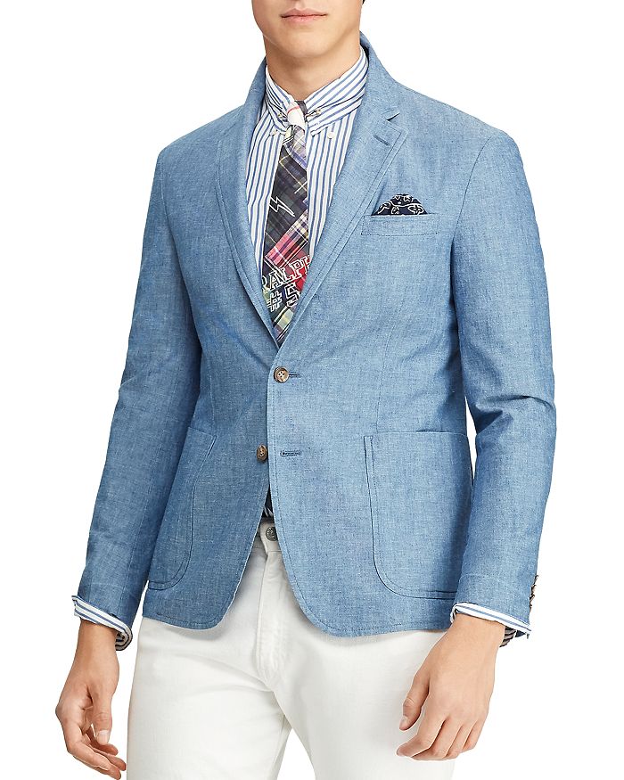 Shop Polo Ralph Lauren Chambray Slim Fit Suit Jacket In Chambray Blue