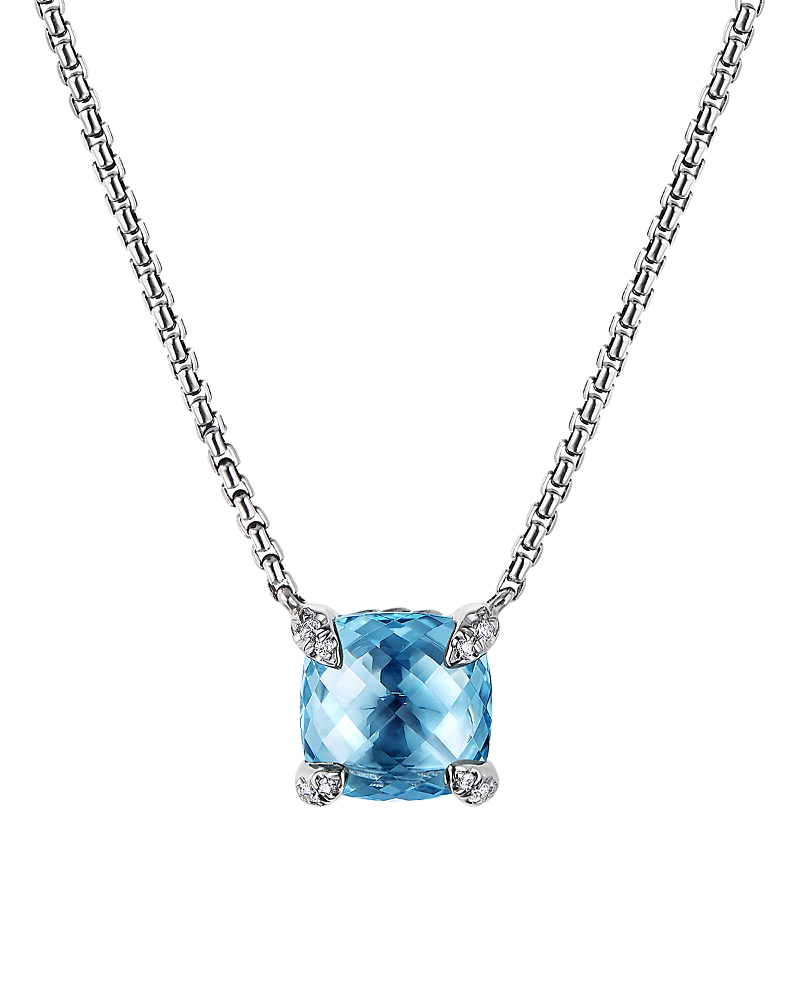 David Yurman Chatelaine Pendant Necklace with Blue Topaz and Diamonds, 18
