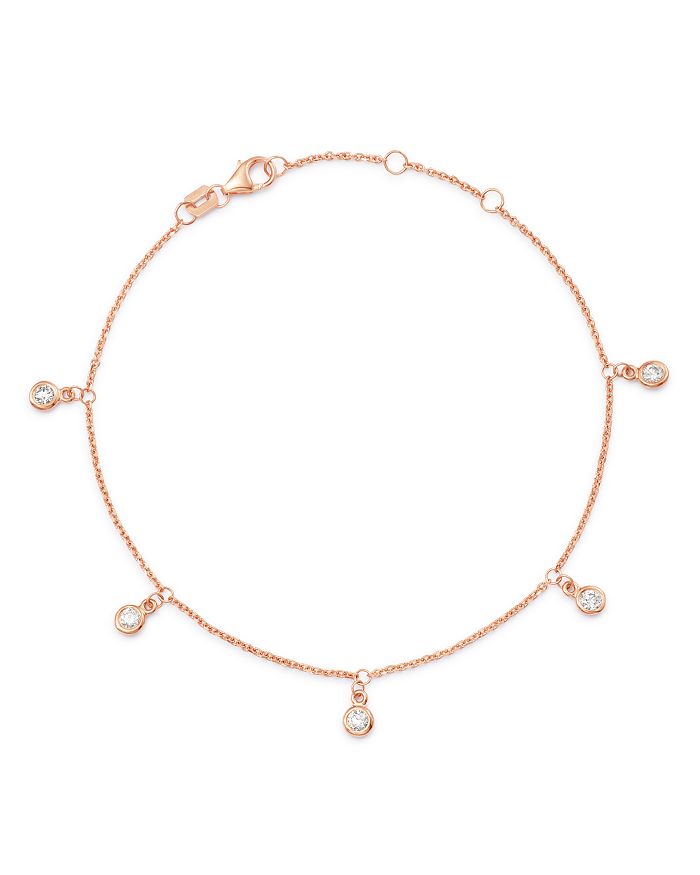 Bloomingdale's Diamond Bezel Droplet Bracelet In 14k Rose Gold - Exclusive In White/rose Gold