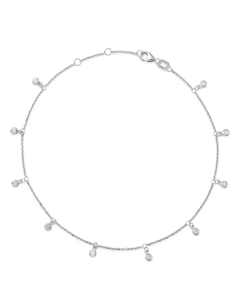 Bloomingdale's Diamond Bezel Droplet Ankle Bracelet In 14k White Gold - 100% Exclusive
