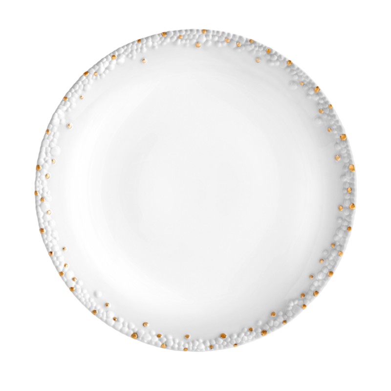 L'Objet Haas Mojave Charger with Gold Accents in White/Gold
