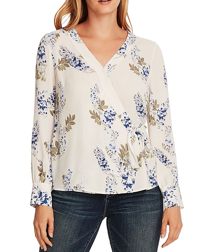 VINCE CAMUTO Weeping Willows V-Neck Blouse | Bloomingdale's