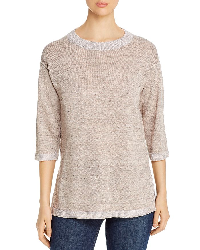 Eileen Fisher Crewneck Organic Linen Tunic Sweater In Bramble | ModeSens