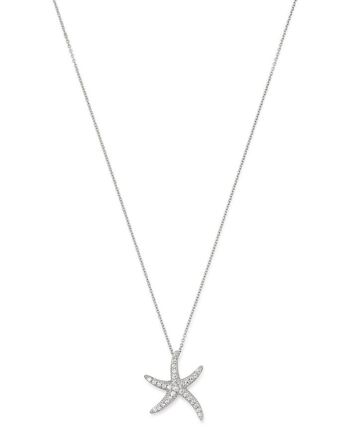 Bloomingdale's Diamond Pave Starfish Pendant Necklace In 14k White Gold, 18, 0.10 Ct. T.w. - 100% Exclusive