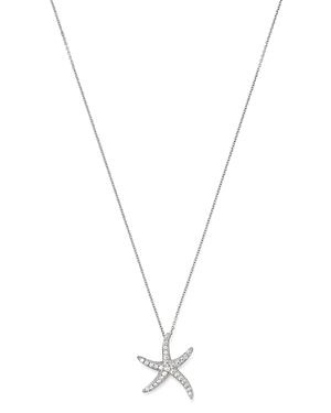 Bloomingdale's Diamond Pave Starfish Pendant Necklace in 14K White Gold, 18, 0.10 ct. t.w. - 100% Ex