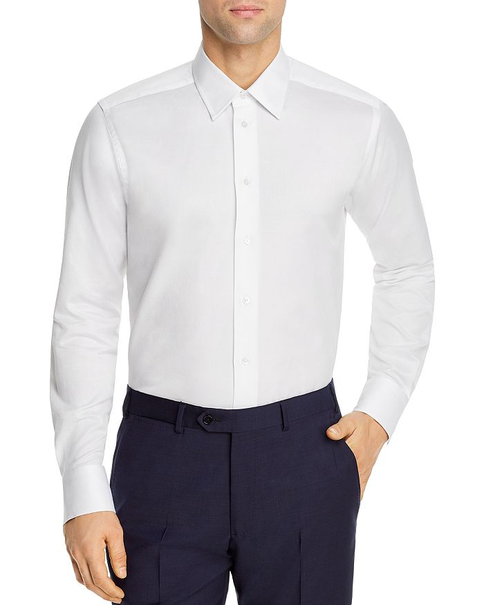 Emporio Armani Solid Regular Fit Dress Shirt | Bloomingdale's